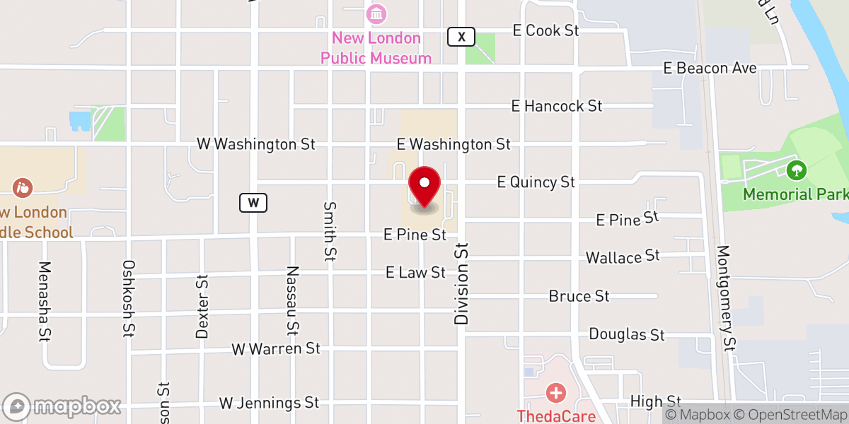 Map showing location of Emanuel Evangelical Lutheran Church and School