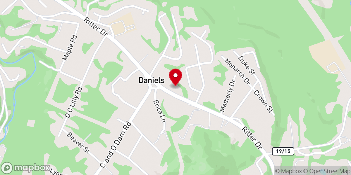 Map showing location of Daniels Bible Church