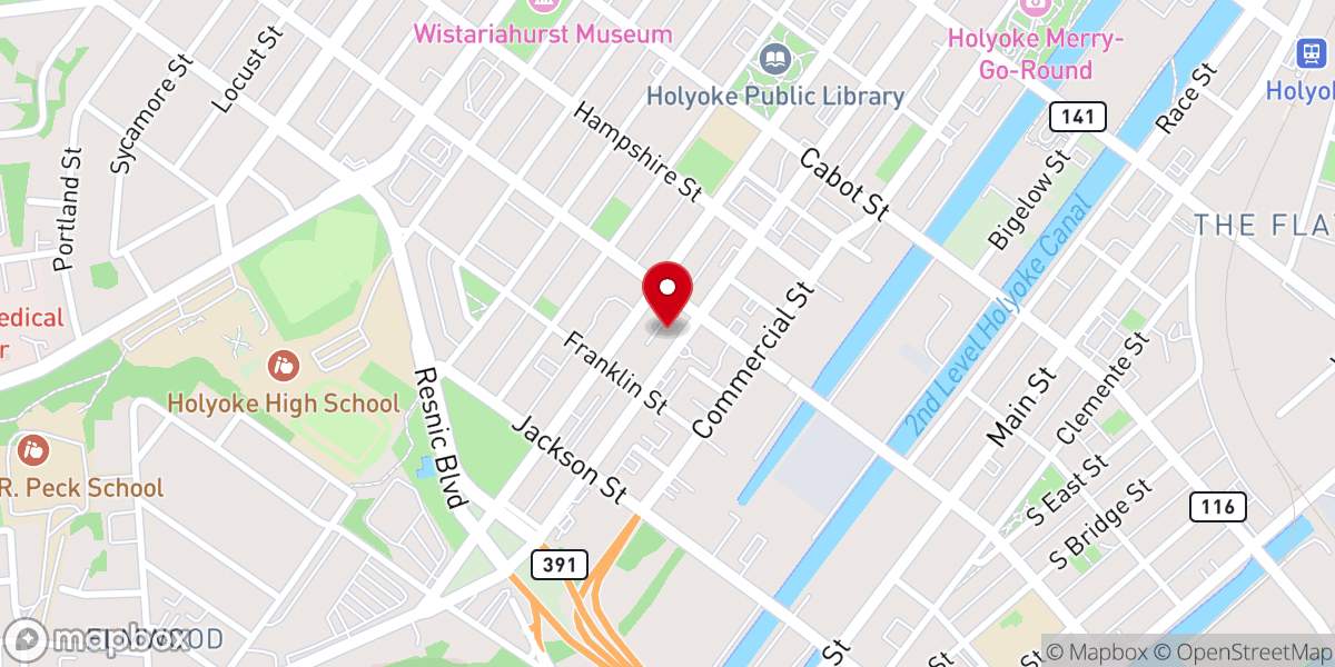 Map showing location of RCCG Rise Church Holyoke