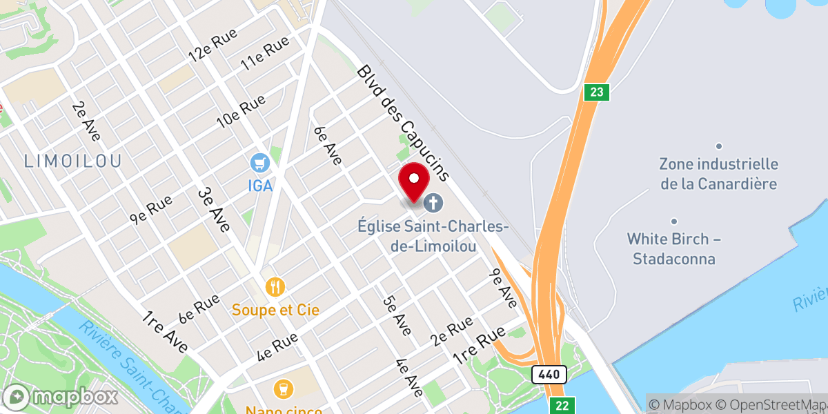 Map showing location of Church of St-Charles of Limoilou