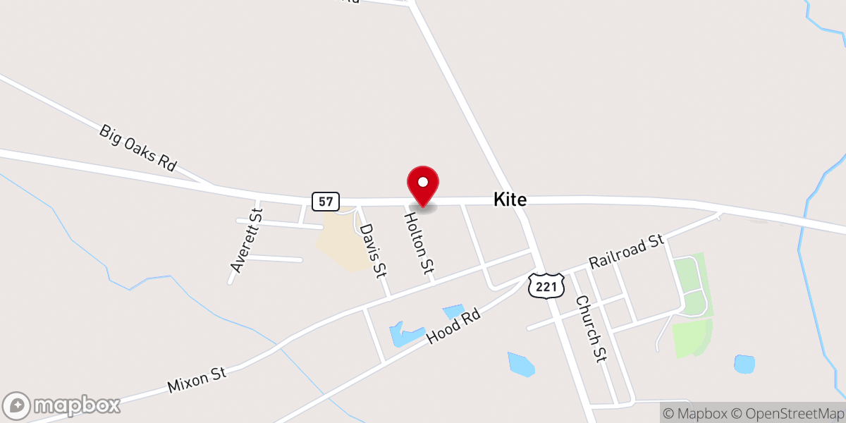 Map showing location of Kite United Methodist Church