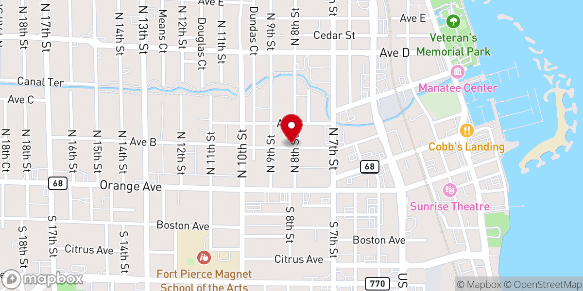 Map showing location of Greater New Bethel Baptist Church