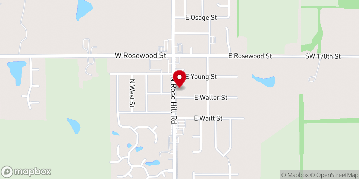 Map showing location of Rose Hill First Baptist Church