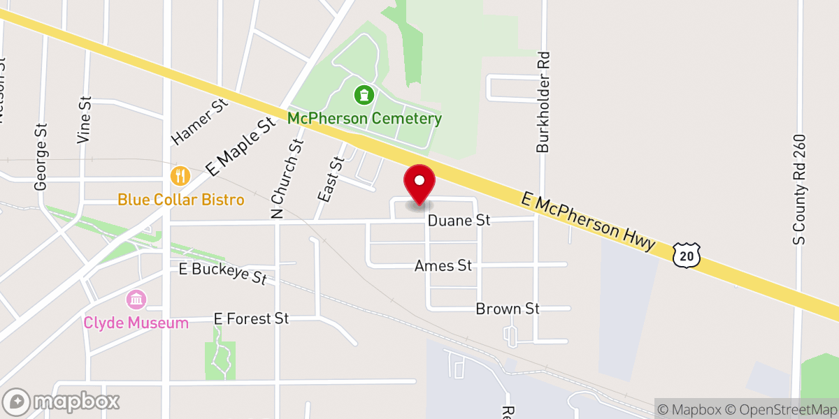 Map showing location of Calvary Baptist Church
