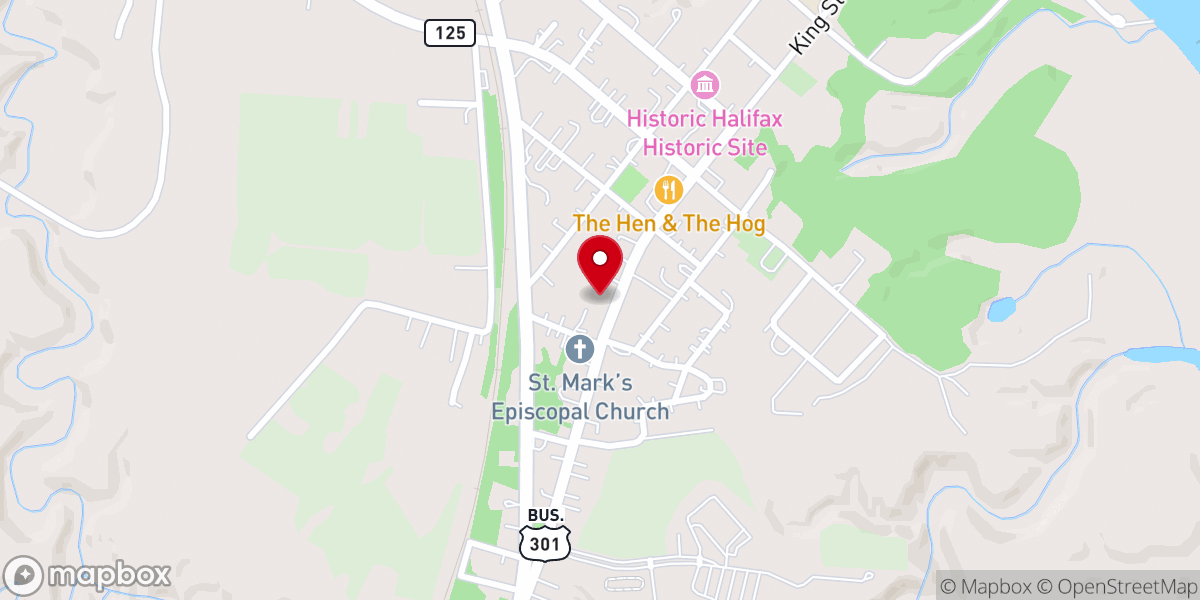 Map showing location of Halifax United Methodist Church
