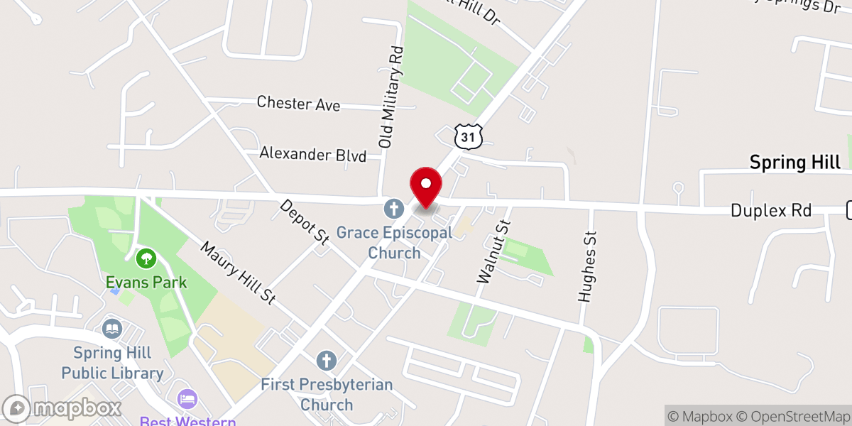 Map showing location of Spring Hill United Methodist Church