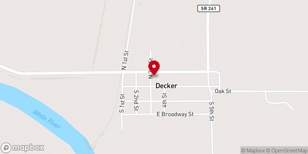 Map showing location of Decker United Methodist church