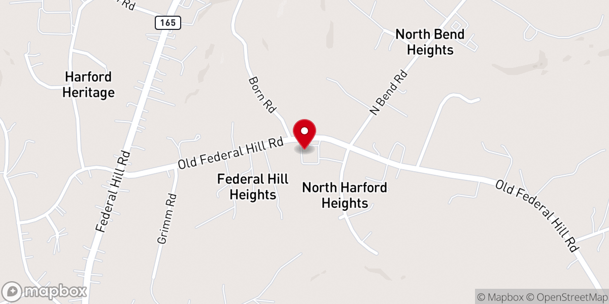 Map showing location of North Harford Baptist Church