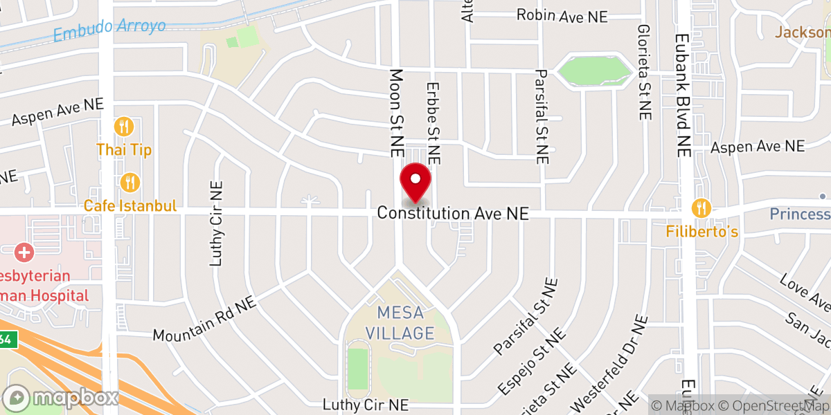 Map showing location of Sandia Baptist Church