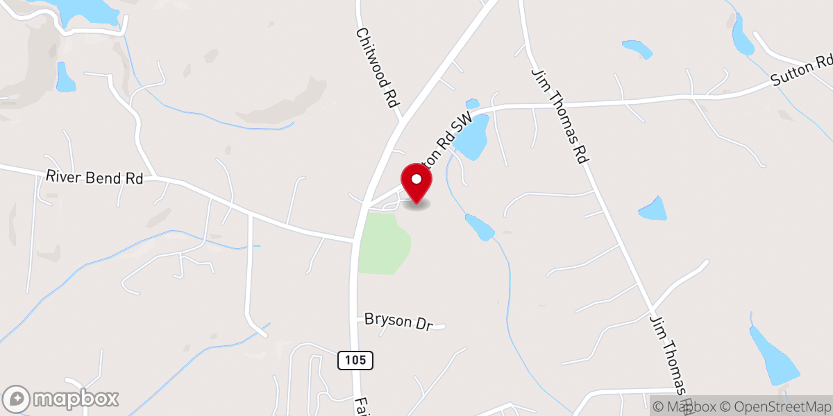 Map showing location of Fairfield Baptist Church