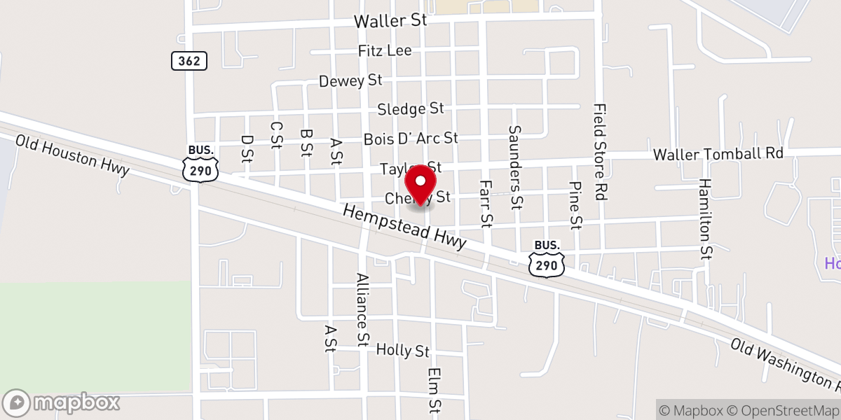 Map showing location of Waller Baptist Church