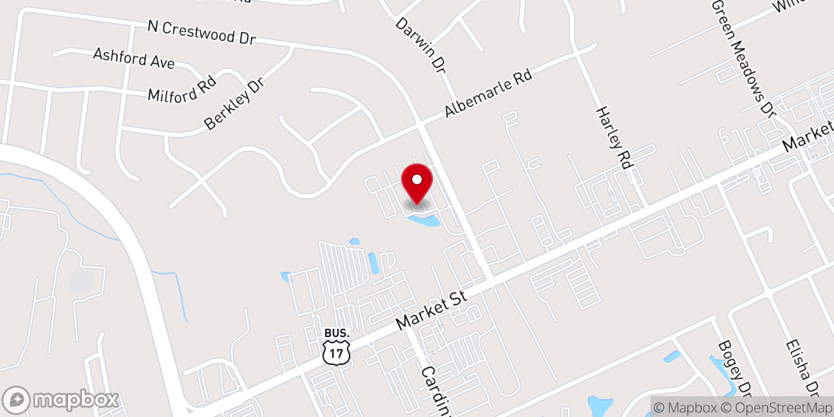 Map showing location of Faith Lutheran Church - Wilmington, NC