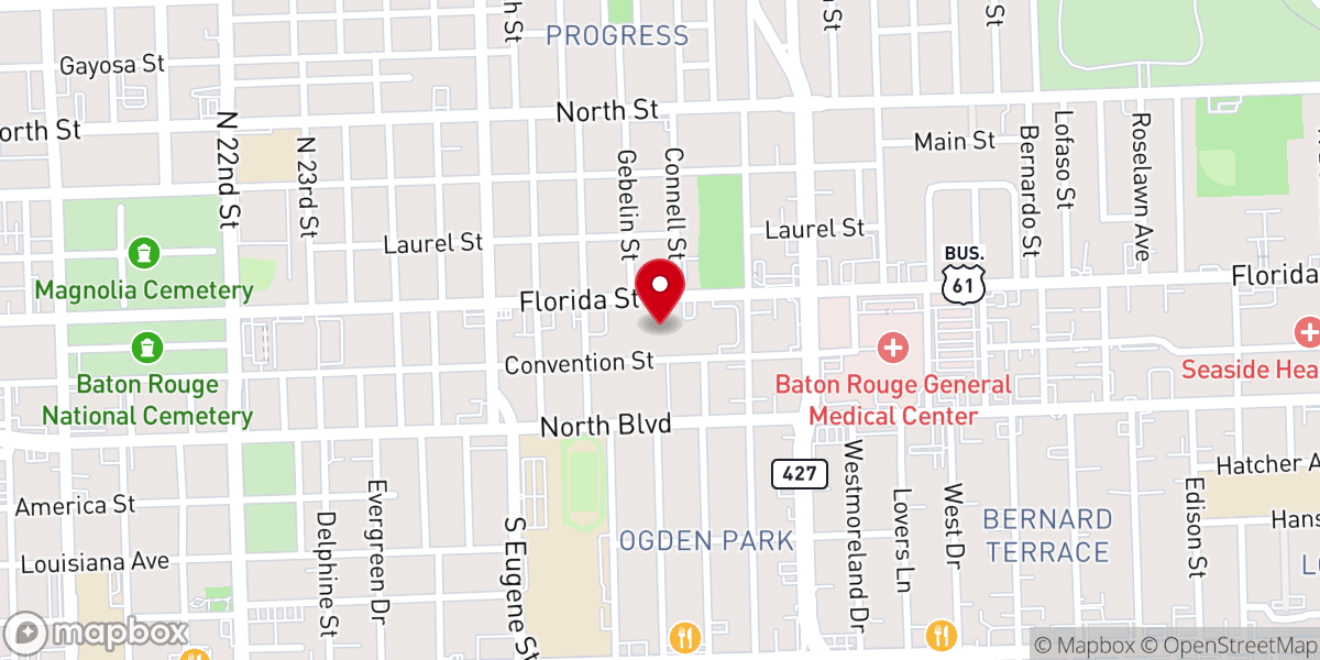 Map showing location of East Baton Rouge Parish EMS Station 6