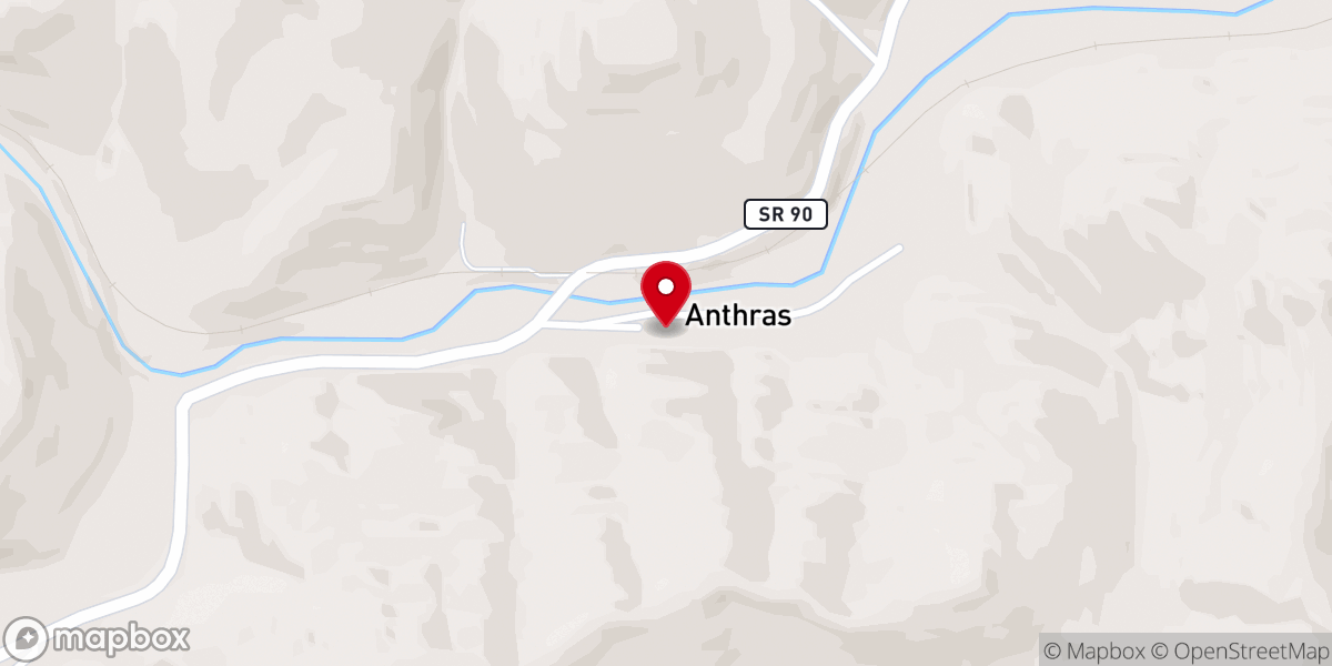 Map showing location of Anthras Baptist Church