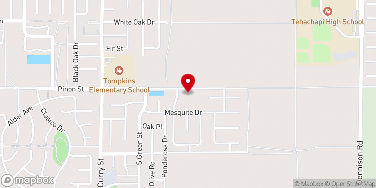 Map showing location of Tehachapi Vineyard Church
