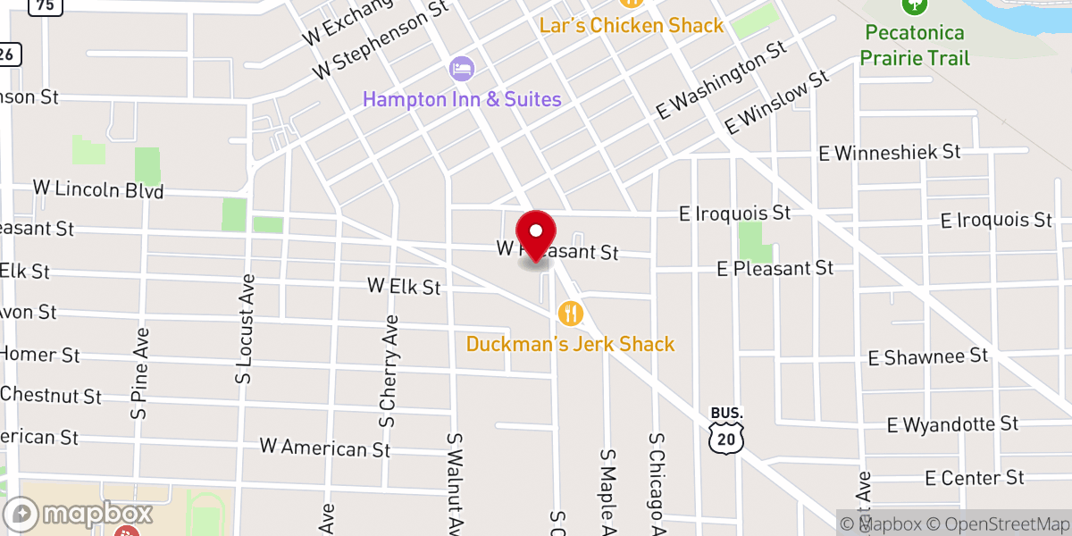 Map showing location of Faith Center Freeport