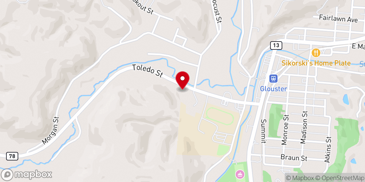 Map showing location of Glouster Masonic Lodge #607