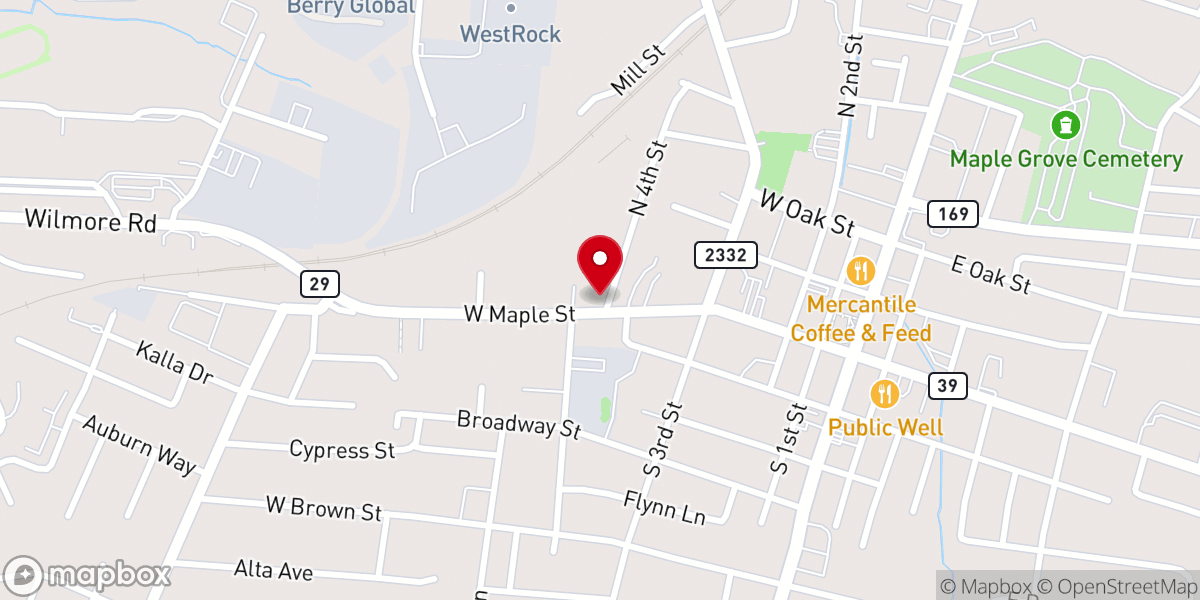 Map showing location of Nicholasville Apostolic Church