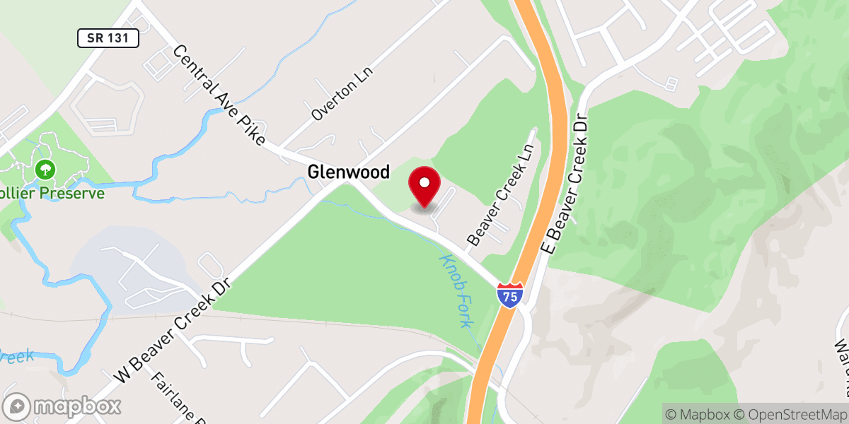 Map showing location of Glenwood Baptist Church
