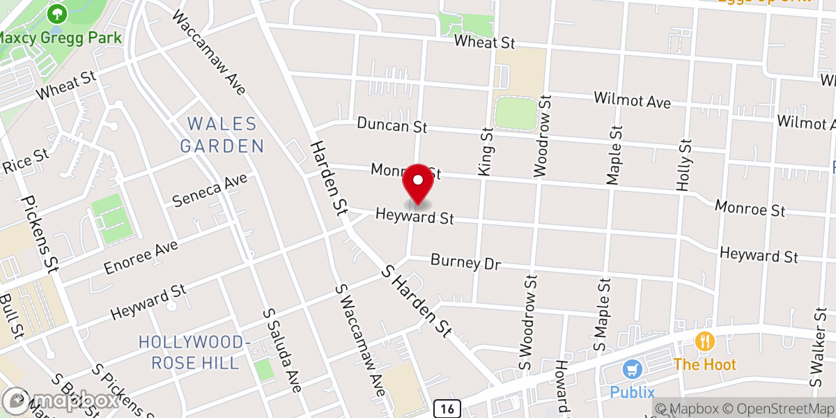 Map showing location of Heyward Church