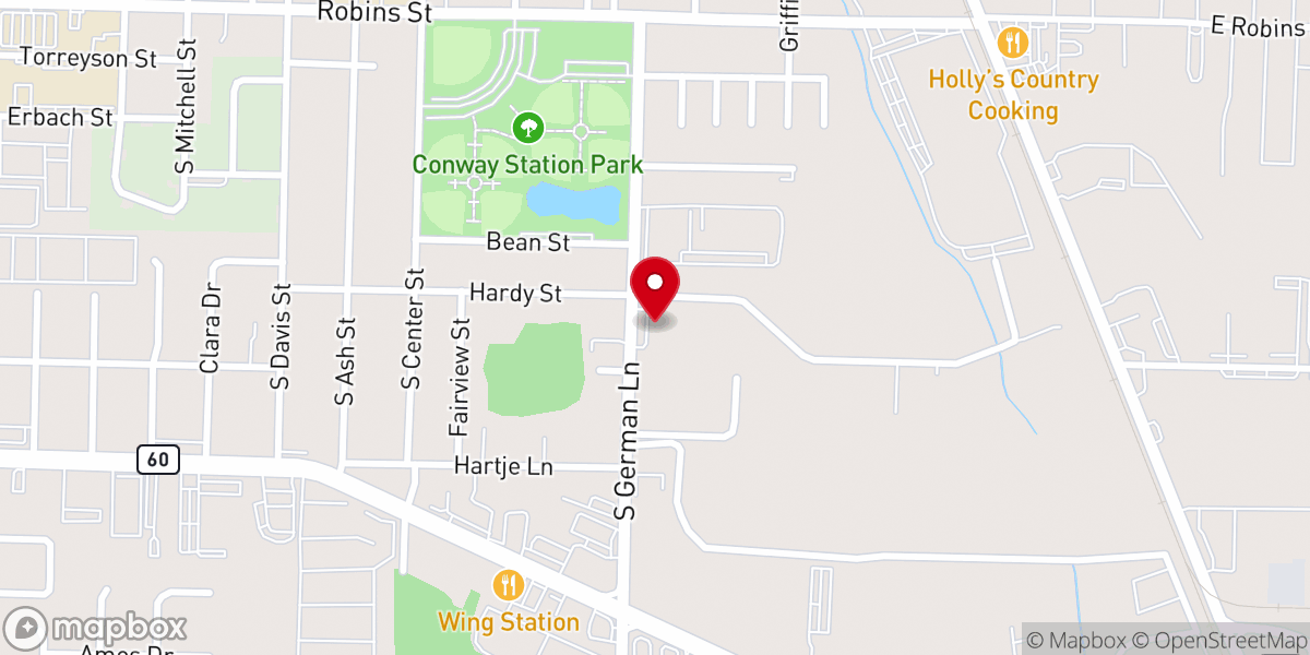 Map showing location of Conway Missionary Baptist Church