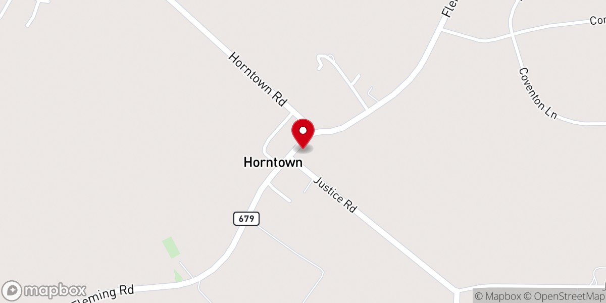Map showing location of Horntown Methodist Episcopal Church, South