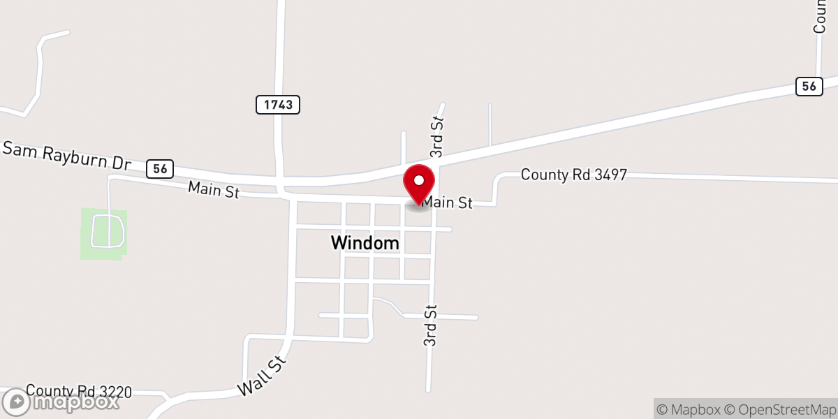Map showing location of Windom City Hall