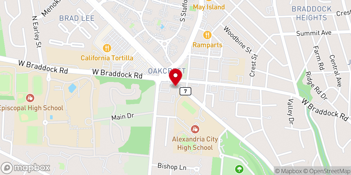 Map showing location of Oakland Baptist Church | Alexandria