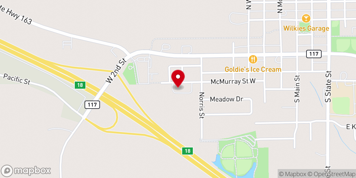 Map showing location of Prairie City United Methodist