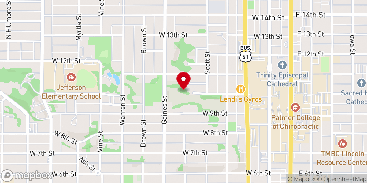 Map showing location of Goose Hollow Meditation Garden
