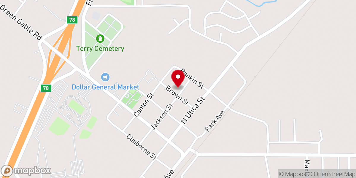 Map showing location of Little Bethel C.M.E. Church