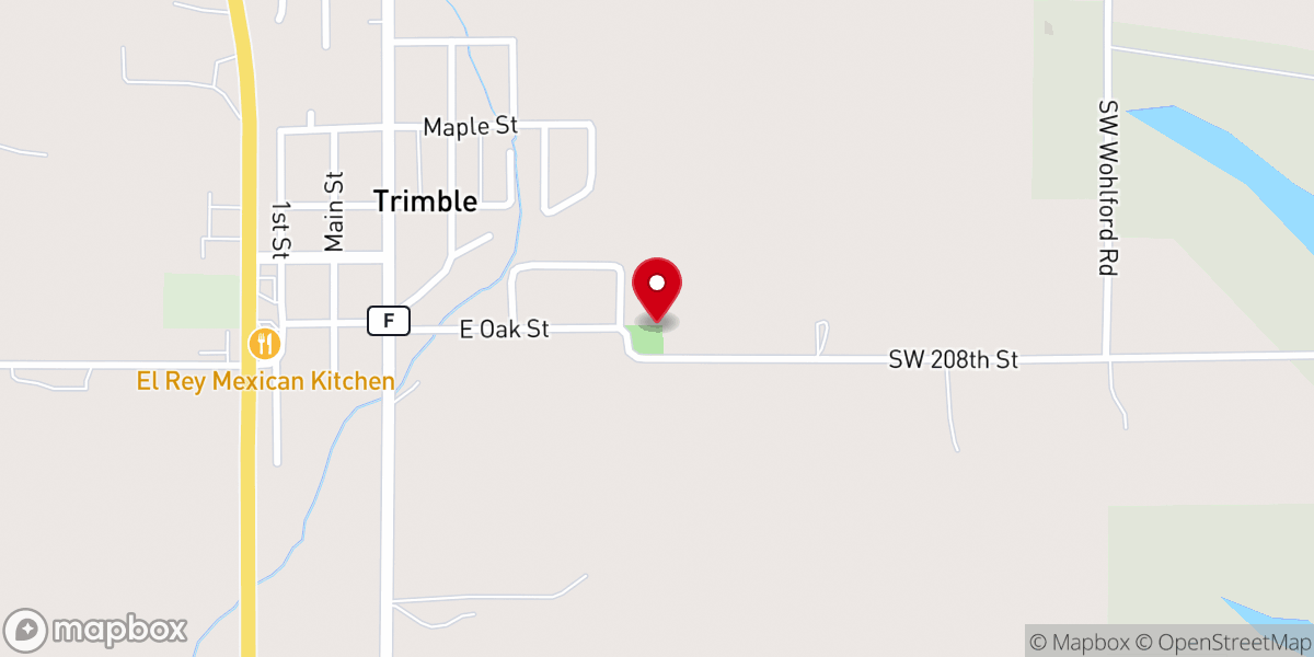 Map showing location of Trimble Community Building