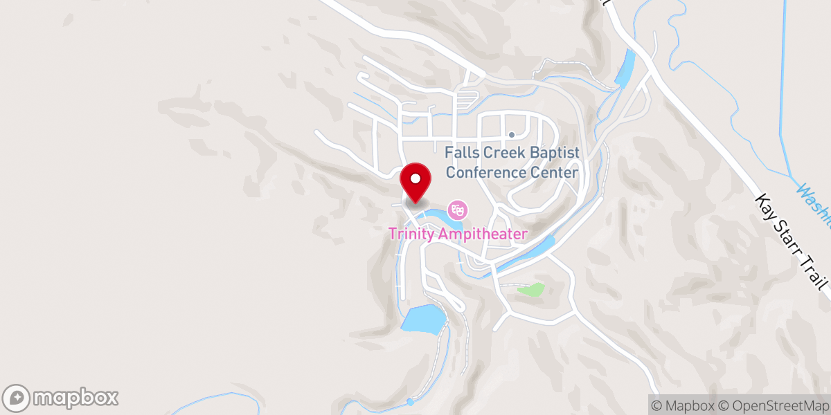 Map showing location of FBC Duncan Falls Creek Cabin
