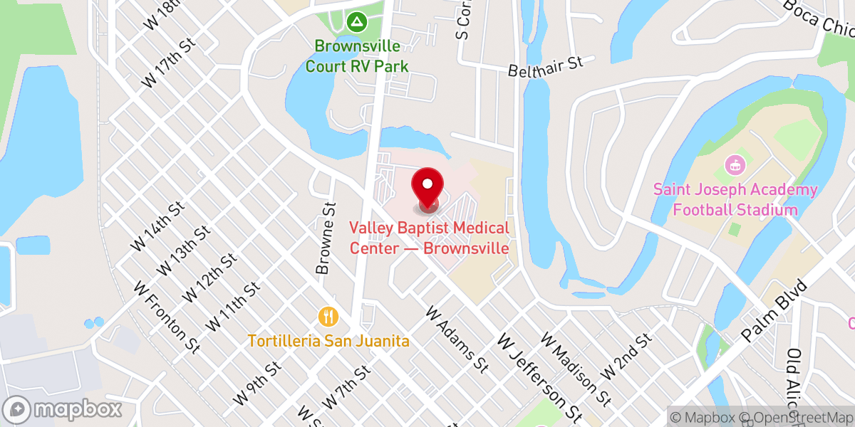 Map showing location of Valley Baptist Medical Center: Brownsville