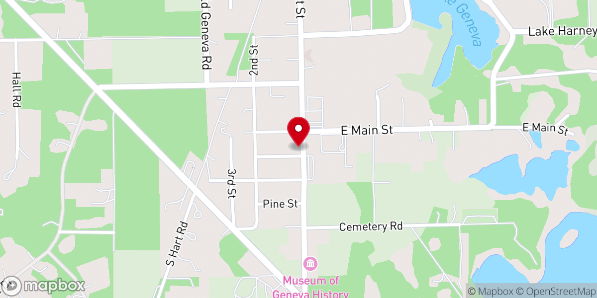 Map showing location of First, United Methodist Church of Geneva Historical Marker