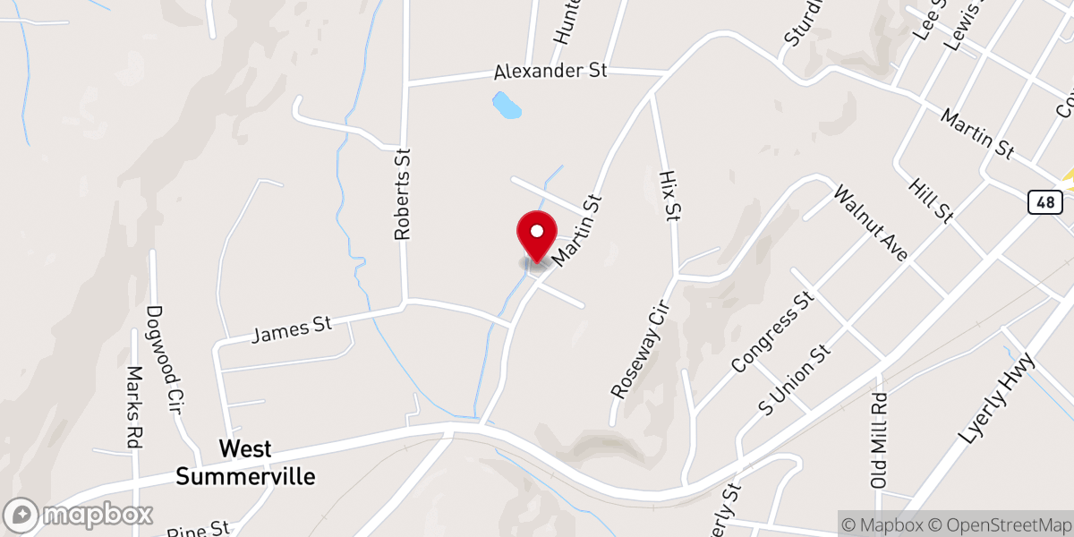 Map showing location of Community holiness church