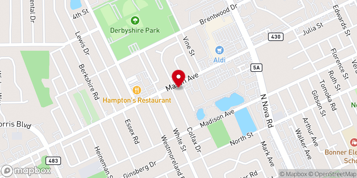 Map showing location of Westside Baptist Church in Daytona Beach