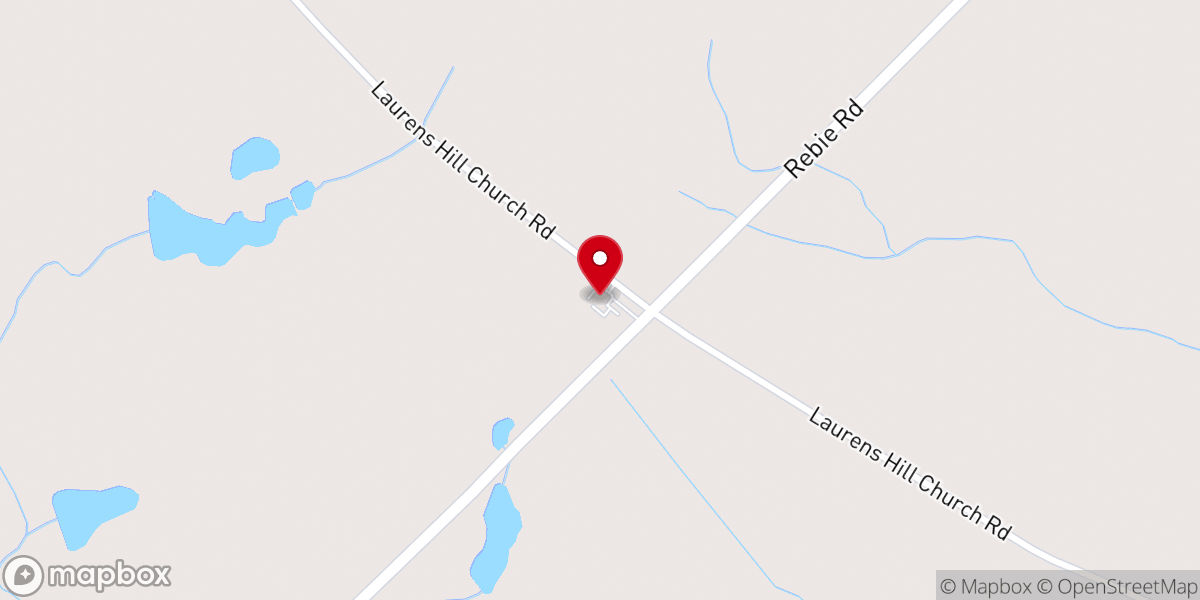 Map showing location of Laurens Hill Baptist Church