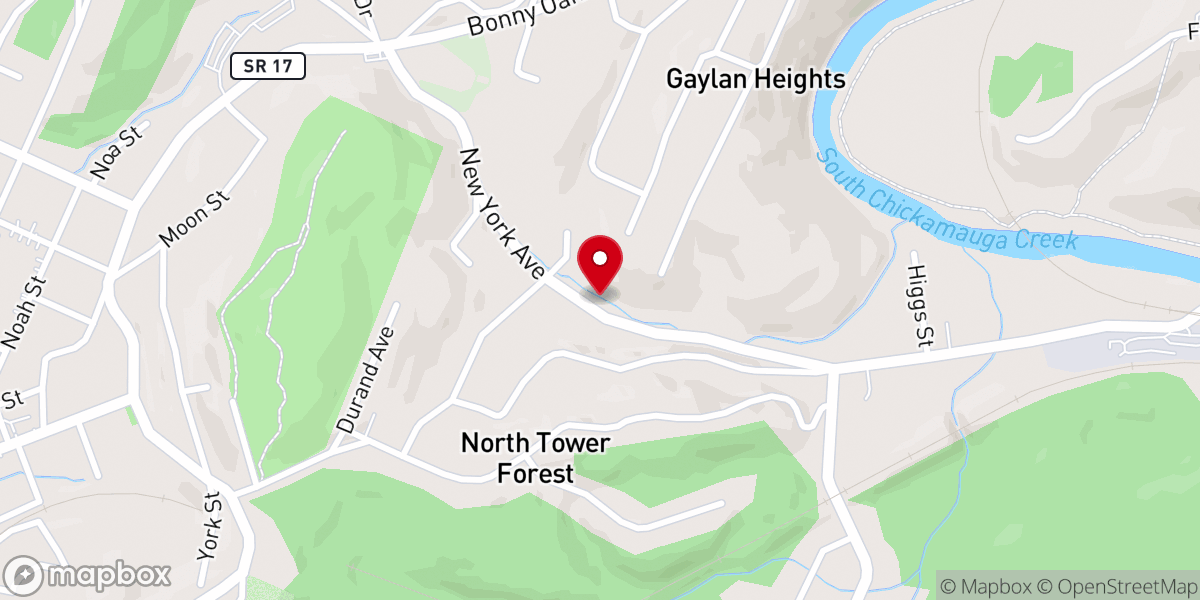 Map showing location of Chamlee Heights Church