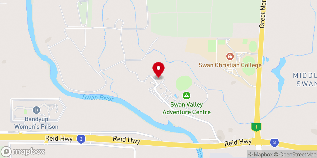 Map showing location of Anglican Parish of Swan