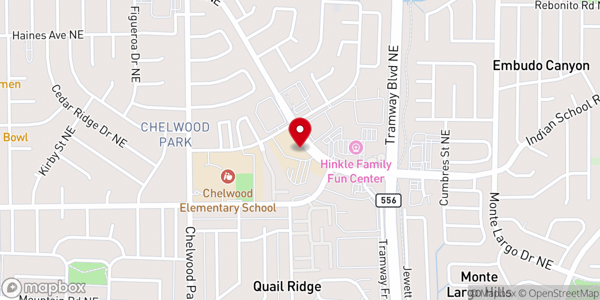 Map showing location of Calvary Chapel Duke City