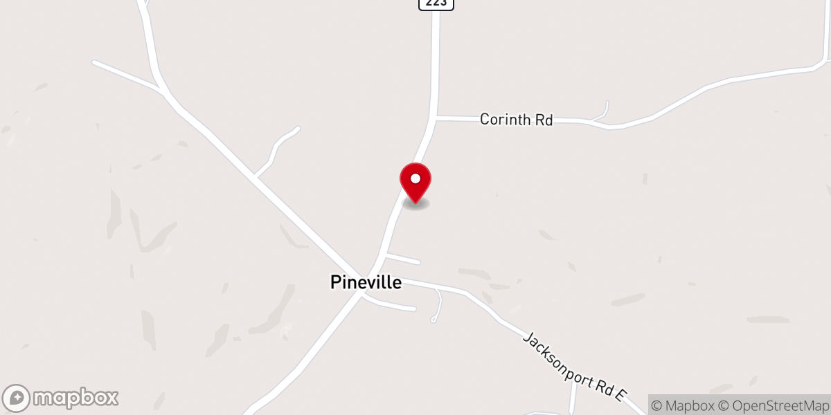 Map showing location of Pineville Cumberland Presbyterian