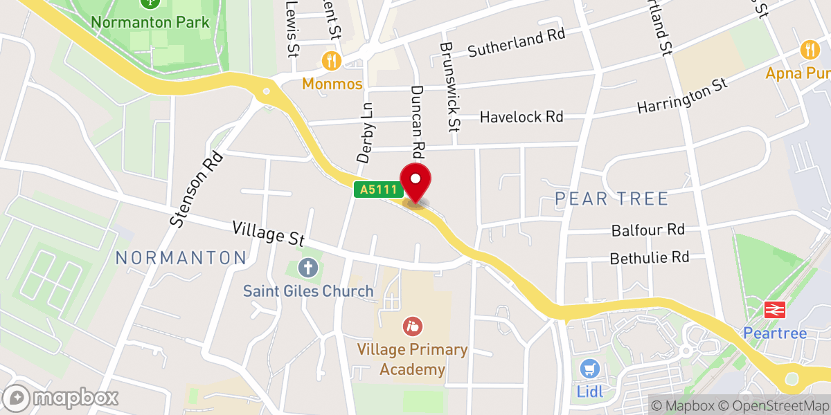 Map showing location of Bethel Derby Tabernacle Apostolic Church