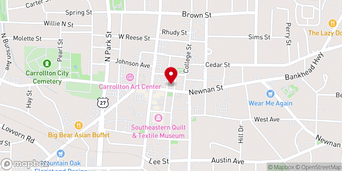 Map showing location of Carrollton First Methodist Church