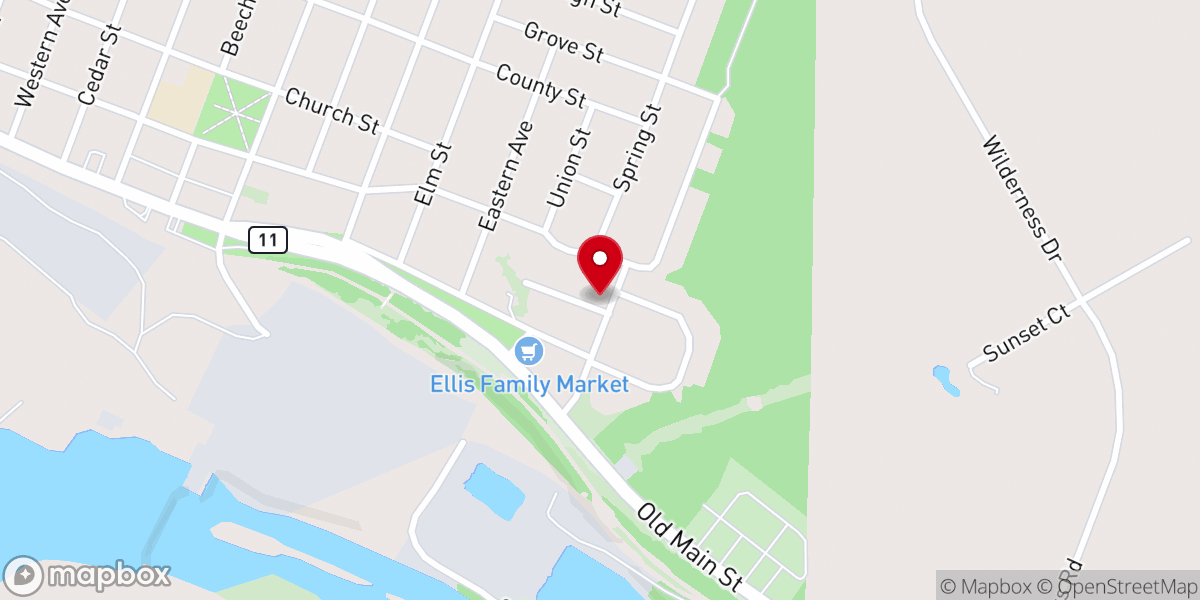 Map showing location of First Baptist Church of East Millinocket