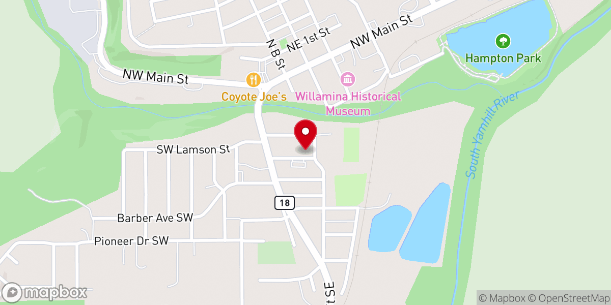Map showing location of Willamina Christian Church