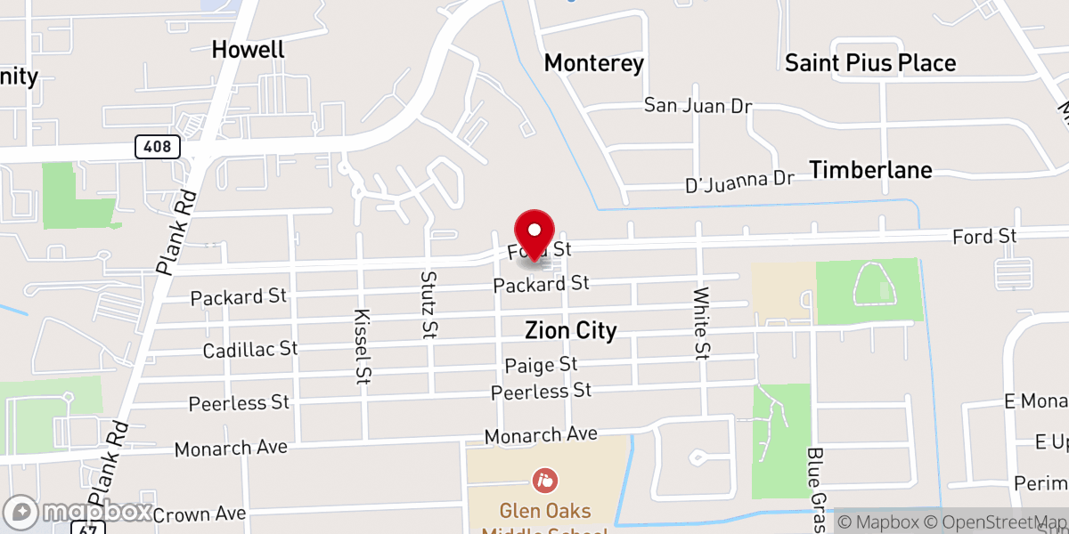 Map showing location of Greater Beach Grove Baptist Church