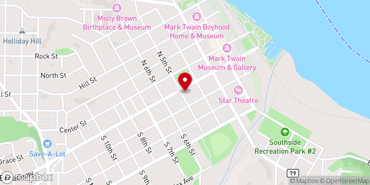 Map showing location of Crossing Church - Hannibal