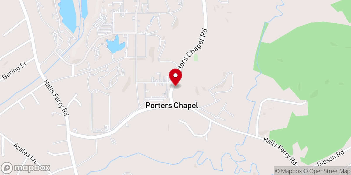 Map showing location of Porters Chapel