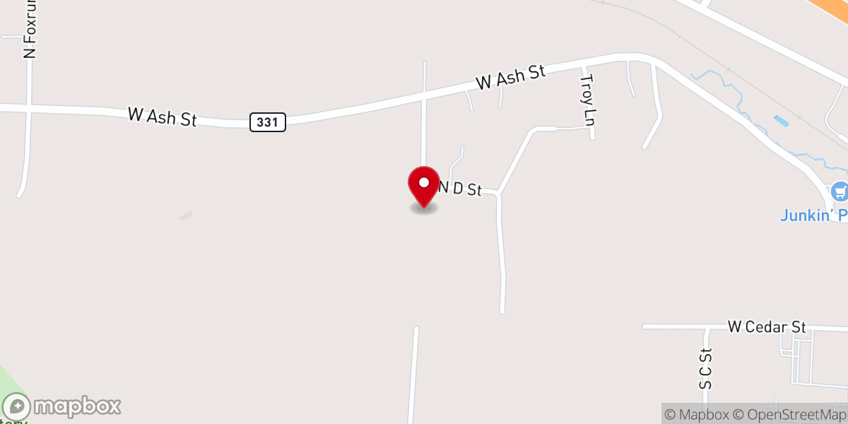Map showing location of Pottsville Holiness Church